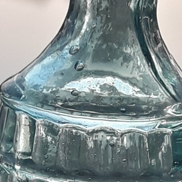 Vintage Glass Bottle with Lid Blue Art Glass Mini Dollhouse Wheaton Root Bitters - Picture 6 of 14